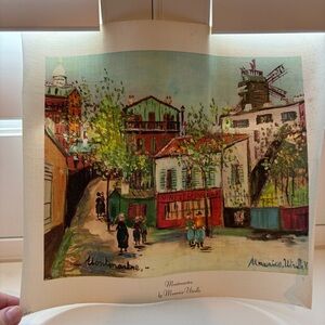 VINTAGE Canvas Litho In U.S.A., D.A.C. N.Y. Montmartre by Maurice Utrillo